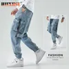 Calças táticas homens corredores carga baggy harem japonês streetwear tornozelo harajuku casual esporte vintage hip hop jeans 8xl men's234e