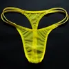 Mäns sexiga thong t-byxor mäns ultratunn transparent mesh låg midja tunt bälte elastiskt tätt passande perspektiv underwe254p