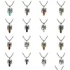 Pendant Necklaces Mens Flying Dragon Necklace Hexagonal Shape Natural Crystal Jewelry Wing Drop Delivery Pendants Dhhc1