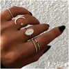 Cluster Rings Trendy Boho Midi Knuckle Ring 3Pcs/Set For Women Crystal Moon Opal Cross Geometric Finger Fashion Bohemian Jewelry Drop Dhyez