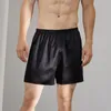 Män shorts silk fast färg lösa andas underkläder mjukt sexigt slitage hem casual strandboxare byxor kläder