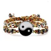 Strand 2 Pz Tai Chi Yin Yang Coppia Braccialetti Per Donna Uomo Regolabile Multicolor Corda Intrecciata Amici Braccialetti Gioielli con ciondoli Regali