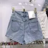 Damesshorts 2023 Zomermode Alles-in-één met hoge taille, slank ontwerp met gekruiste bandjes, denim