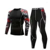 Men's Tracksuits Winter Warm Underwear Set T-Shirt Leggings Leather Jacket Long Sleeve Elastic Wool John2737