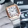 Luxus-Quadrat-Uhren 40 mm Genf echte Edelstahl-mechanische Uhren Gehäuse Armband Mode Herrenuhr männliche Armbanduhren Mo318G