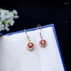 Dangle Oorbellen Mode Rode Granaat Edelsteen Hangende Oorbel Met Haak Voor Vrouwen Sieraden Natuurlijke Edelsteen Echt 925 Zilver Rosé Verguld Goed