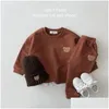 Clothing Sets Toddler Outfits Baby Boy Tracksuit Cute Bear Head Embroidery Sweatshirt And Pants 2Pcs Sport Suit Fashion Kids Girls Clo Dhnx0