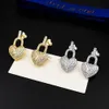 23ss designer earrings for women high quality Charm jewelry Full Diamond Heart shaped Pendant Earrings Including box Gift Choice