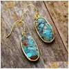 Dangle Lustre Moderne Pierre Naturelle Boucles D'oreilles Pour Femmes Mode Turquoises Boucle D'oreille Géométrique Élégant Ol Classique Bijoux Femme Drop D Dhcmh