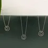 Pendentif Colliers Collier en acier inoxydable pour femmes Deux cercles Ras du cou Design poli Bijoux personnalisés Cadeaux