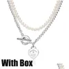 Pendant Necklaces Fashion Luxury Necklace Designer Heart Return To Jewelry Shape Double-Deck Chains With Pearl For Women Party Rose Dhei5