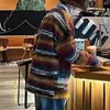 Męskie swetry w paski wzorzyste w paski w stylu retro w stylu wszechstronne unisex dzianinowy sweter luźny dekolt dla mężczyzn