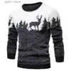 Chandails pour hommes Nouveau Automne Pull De Noël Arbre De Noël Cerf Imprimer Hommes Pull Occasionnel O Cou Mince Chandails Pull Hommes Top T231003