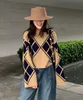 Designer Sweater Woman Pullover Knit Round Neck High Collar High Womens Women Fashion Maniche lunghe Abbigliamento Pullover Plaid Magni sciolti sciolti sciolti di dimensioni asiatiche S-XL