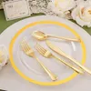 175pieces Thanksgiving Plates-Thanksgiving Gold Plates Gold Plastic Silverware