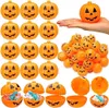 120 Pcs Halloween Pumpkin Containers Plastic Pumpkin Box Case Bulk, Mini Pumpkins, Pumpkin Candy Box, Halloween Candy Gift Boxes for Hallo
