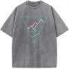 T-shirt da uomo Triangolo Montagna Camicia a maniche corte Hip Hop Streetwear T-shirt lavate da uomo T-shirt vintage unisex anni '90