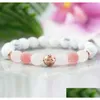 Beaded Mg1093 Matted Rose Quarz Howlite Bracelet Essential Oil Diffuser Lava Stone Energy Protection Aromatherapy Drop Delivery Jewelr Dhegf