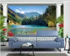 Fonds d'écran personnalisés Po Mural 3D Papier peint Jardin Style européen Balcon Montagne Lac Paysage Peintures murales pour murs en rouleaux