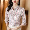 2023 Mode Print Kantoor Dames Shirts Lange Mouw Revers Dames Designer Fijne Elegante Oranje Blouses Herfst Winter Button Up Shirt Elegant en Jeugd Runway Tops