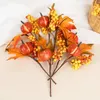 Dekorativa blommor 1/2st Artificial Pumpkin Berry Pine Branch Christmas Halloween Hanging Wall Decor Harvest Festival Props