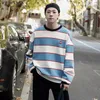 Herrtröjor kontra koreanska trendiga kpop mode casual randiga hoodie män rund hals långärmad tröja kvinnor plus storlek 5xl droppe
