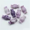 Loose Gemstones Natural Lepidolite Stone Carving Festival Candy Gift Gemstone Agate Ornaments Folk Arts Healing Energy For Decorate Dr Dhz6M