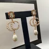 Lüks Tasarımcı Moda Songle Chandelier Dangle Küpeler 18K Altın Kristal Beyaz Reçine Kolye Küpe Kadın Partisi Takı