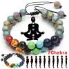 Double Layer 7 Chakra Bracelets for Women Men Vintage Yoga Bracelet Chakra Pray Energy Healing Stone Beads Rope Bracelet Jewelry
