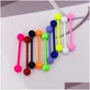 Tongue Rings 10Pcs/Lot Mix Color Tongue Barbell Ring Stainless Steel Piercing Wholesale Body Jewelry Drop Delivery Dhtkr