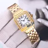 New 22mm Panthere WJPN0016 Swiss Quartz Womens Watch White Dial Diamond Bezel 18K Yellow Gold Bracelet Fashion Ladies Watches Watc246E