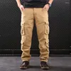 Pantalones para hombres Hombres Cargo Militar Táctico Pantalón Multi-Bolsillo Joggers Al aire libre Algodón Ejército Sweetpants Casual Straight