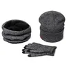 Un set di uomini donne cappelli invernali sciarpe guanti cotone lavorato a maglia cappello sciarpa set per uomo donna accessori invernali 3 pezzi cappello sciarpa3111