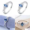 Cluster Ringe Zubehör für Frauen Schmuck Trendy Meer Blau Pferd Auge Zirkon Engagement Sier Ring Anillos Mujer Drop Lieferung Dhel1