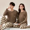 Men's Sleepwear Cartoon Cute Autumn Pajamas Set Long Sleeves Nightwear Women's Homewear Cotton Loungewear For Couples Lover Pjs Free Ship