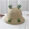 Chapeaux larges chapeaux seau femmes dessin animé petite grenouille double face chapeau de pêcheur style coréen solide escalade en plein air Sunsn Hatwide Drop Deli Dh3HF