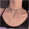 Chokers Choker Titanium Steel Linked Chain Butterfly Cross Necklace For Women Ladies Pendant Halsband 2023 Fashion Jewelry Drop Deliv DHVSP