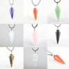 Pendant Necklaces Fashion Jewelry Mixed Carnelian Opal Lapis Lazuli Tigereye Rose Pink Quartz Clear Crystal Cone 1Pcs (No Rope)