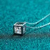 Chains AZ193-X Lefei Fashion Trend Luxury Classic Moissanite Diamondset Cube Dangle Necklace Women 925 Silver Party Charms Jewelry Gift