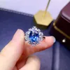 Cluster Rings Luxury Natural Topaz Silver Ring For Party 7mm 9mm Genuine 925 Sterling Jewelry