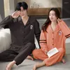 Homens sleepwear casais algodão waffle nightwear coreano moda cardigan casa roupas mulheres e homens combinando pijamas conjunto pijamas mujer hombre