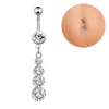 Navel Bell Button Rings 1Pc Stainless Steel Belly Button Rings Piercing Long Crystal Dangle Navel Earring Sexy Women Body Jewelry Gi Dhvpc