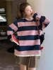 Sweats à capuche pour femmes Stripe Color-Blocking Pull Manteau Printemps et automne Lâche Mince Fried Street Minority Design Doux College Girl Top