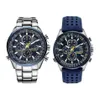 Luxury Wate Proof Quartz Watches Business Casual Steel Band Watch Men's Blue Angels World Chronograph Wristwatch299h