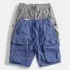 Men's Shorts Retro Three-dimensional Large Pocket Micro Elastic Tooling Multi-bag Straight Loose Casual Nickel Pants