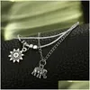 Anklets Bohemian Alloy Animal Foot Ornament Elephant Sun Mti-Layer Leather Rope Square Bead Chain Anklet Drop Delivery Jewelr Dhgarden Dhn7L