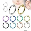 Stud Wholesale Fashion Jewelry Color Invisible Painless Ear Clip Anti-Allergy Circle Spring Bone Nose Ring Navel Drop Delivery Earring Dhqwj