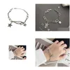 Charm Bracelets Sier Bracelet For Women Couples Vintage Simple Stars Zircon Party Jewelry Gift Drop Delivery Dh7He