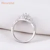 Newshe 1 9 Ct 2 pièces solide 925 en argent Sterling bague de mariage ensembles bande de fiançailles bijoux de mode pour les femmes JR4844 wzw273V