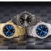 Vattentäta män kvarts armbandsur Stylish Classic Ice Out Diamond Watches Mens Bezel Sunburst Dial Watch Montre Homme243p
